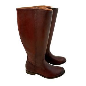 Frye Melissa Boots Women’s 7.5 M Tall Inside Zip Tall Boots Mahogany Leather